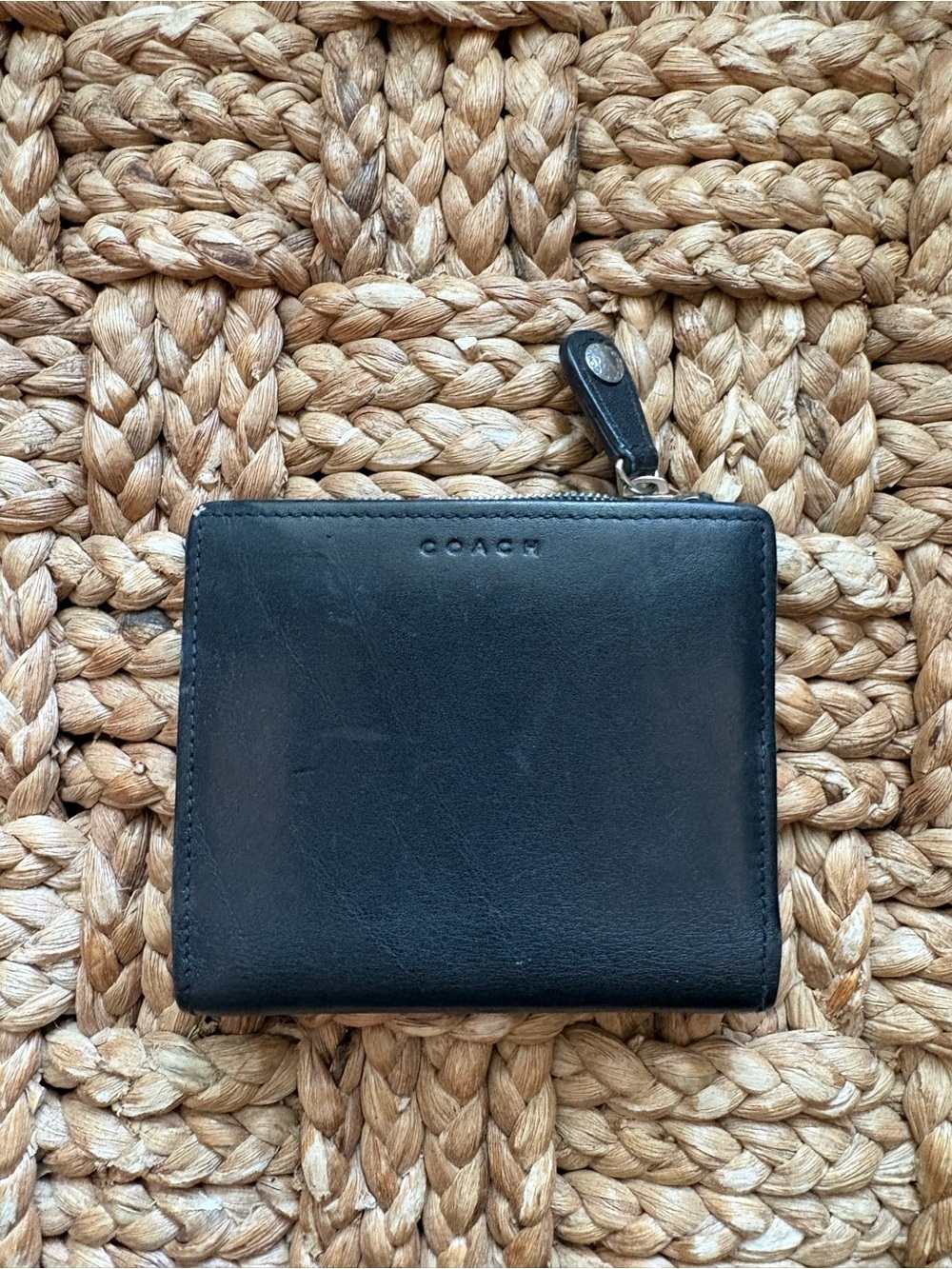 Coach Black Leather Zip-Around Vintage Wallet